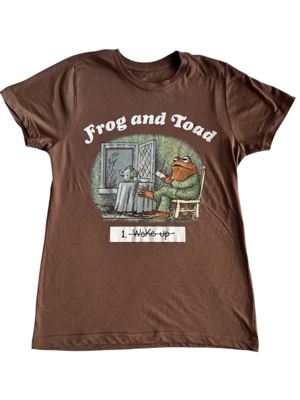 Frog and Toad Together "Wake Up" Graphic T-Shirt Brown Arnold Lobel Size XS